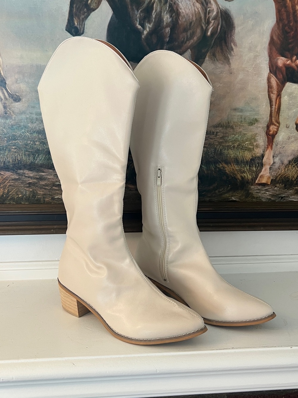 Women’s Cream Western / Festival Tall Boots